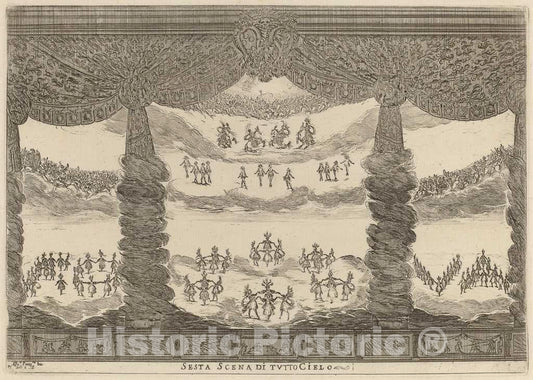 Art Print : Stefano Della Bella, Sesta Scena di Tutto Cielo, 1637 - Vintage Wall Art