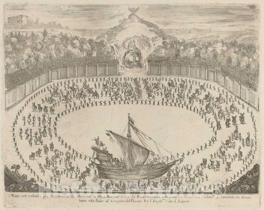 Art Print : Stefano Della Bella, Parade with a Chariot Having The Form of a Ship, 1652 - Vintage Wall Art