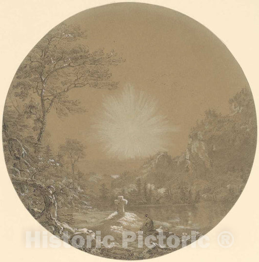 Art Print : Thomas Cole, The Cross in The Wilderness, c. 1844 - Vintage Wall Art