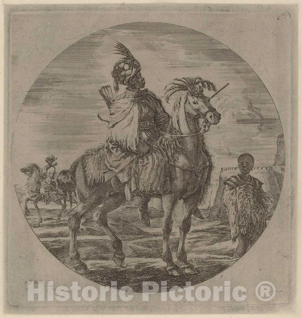 Art Print : Stefano Della Bella, Negro Cavalier - Vintage Wall Art