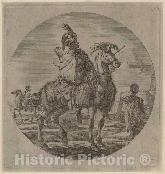 Art Print : Stefano Della Bella, Negro Cavalier - Vintage Wall Art