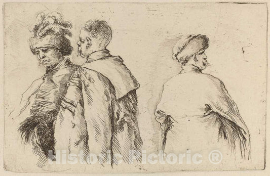 Art Print : Stefano Della Bella, Three Hungarians - Vintage Wall Art