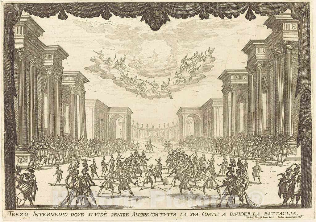 Art Print : Jacques Callot, Third Intermezzo, 1617 - Vintage Wall Art