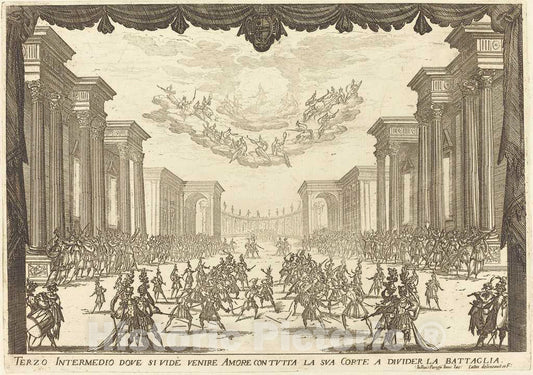Art Print : Jacques Callot, Third Intermezzo, 1617 - Vintage Wall Art