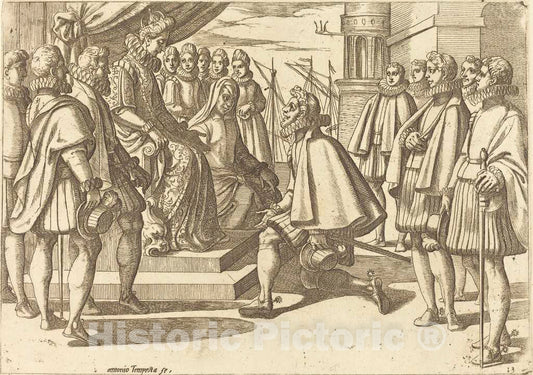 Art Print : Antonio Tempesta, Spanish Duke Before Margaret of Austria, 1612 - Vintage Wall Art