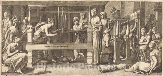 Art Print : Primaticcio, Penelope and Her Maids Weaving, c. 1545 - Vintage Wall Art