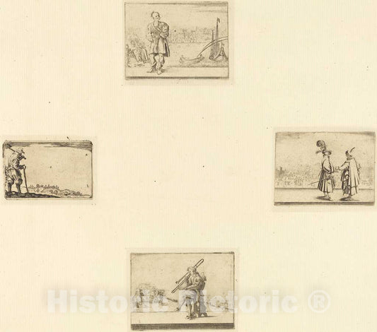 Art Print : Jacques Callot, Sheet of Etchings, 17th Century - Vintage Wall Art