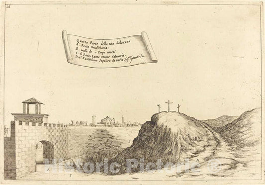 Art Print : Jacques Callot, Four Parts of The Via Dolorosa, 1619 - Vintage Wall Art