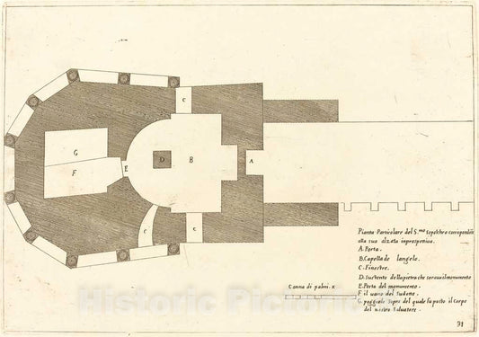 Art Print : Jacques Callot, Plan of The Church of The Holy Sepulchre, 1619 - Vintage Wall Art