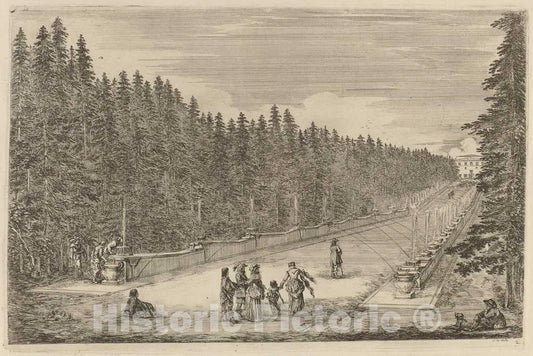 Art Print : Stefano Della Bella, The Avenue of Fountains, 1653 - Vintage Wall Art