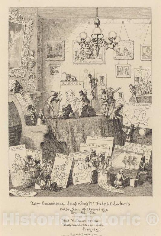 Art Print : George Cruikshank, Fairy Connoisseurs Inspecting Mr. Frederick Locker's Collection of Drawings, 1868 - Vintage Wall Art