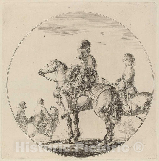 Art Print : Stefano Della Bella, Two Polish Cavaliers - Vintage Wall Art