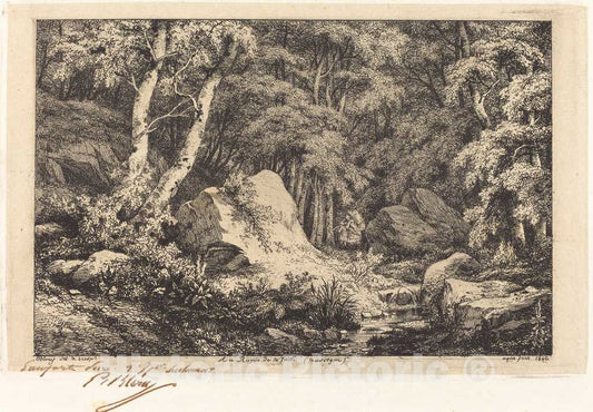 Art Print : EugÃ¨ne BlÃ©ry, Au Ravin de la Faille, Auvergne (The Ravine at Auvergne), 1846 - Vintage Wall Art