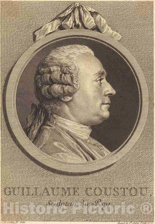 Art Print : Saint-Aubin After Cochin II, Guillaume Coustou, 1770 - Vintage Wall Art