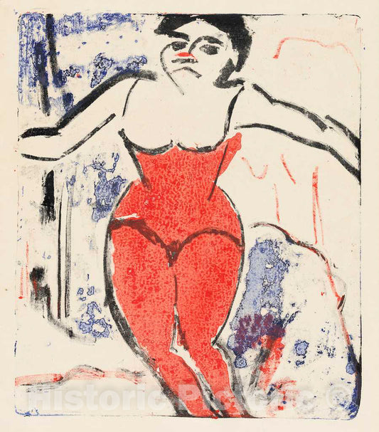 Art Print : Ernst Ludwig Kirchner, Performer Bowing, 1909 - Vintage Wall Art