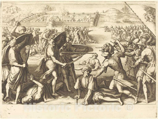Art Print : Jacques Callot, Assault on The Outer Forts of Bone, c. 1614 - Vintage Wall Art
