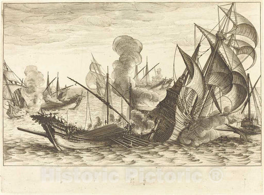 Art Print : Jacques Callot, The Second Naval Battle, c. 1614 - Vintage Wall Art