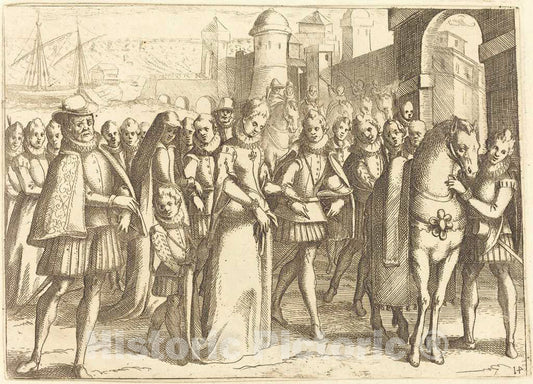 Art Print : Jacques Callot, Arrival at Valencia, 1612 - Vintage Wall Art