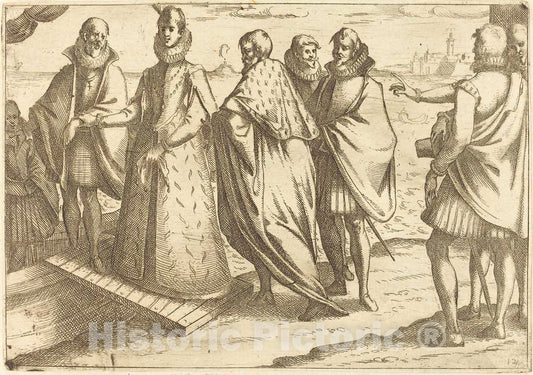 Art Print : Jacques Callot, Embarkation at Genoa, 1612 - Vintage Wall Art