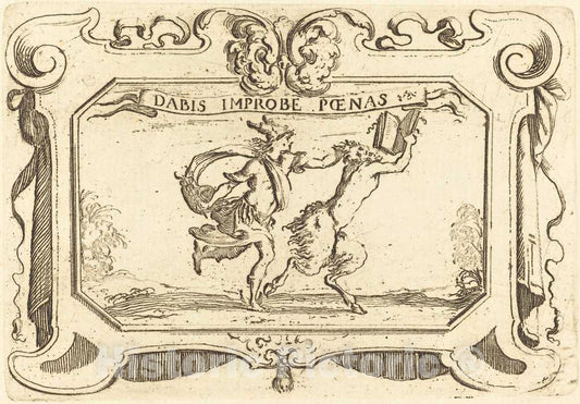 Art Print : Stefano Della Bella, Mercury Chasing a Satyr Holding a Book - Vintage Wall Art