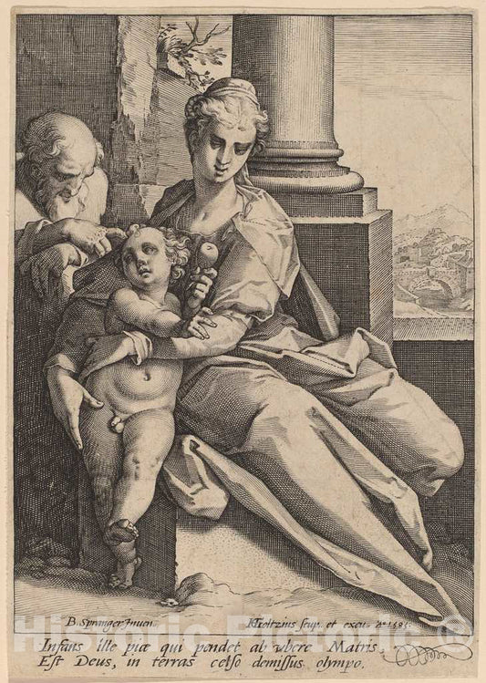 Art Print : Goltzius After Spranger, The Holy Family, 1585 - Vintage Wall Art
