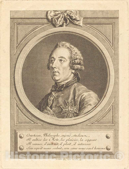 Art Print : Charles-Nicolas Cochin II, Louis Cesar de La Baume-le-Blanc, 1757 - Vintage Wall Art