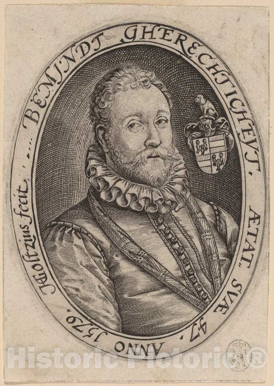 Art Print : Hendrik Goltzius, Bust of a Man Facing Right, 1579 - Vintage Wall Art