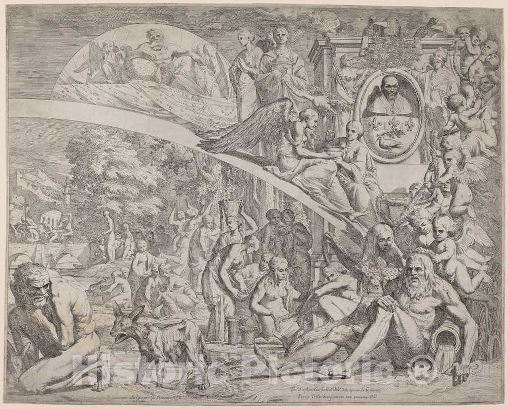 Art Print : Pietro Testa, an Allegory in Honor of Innocent X, 1644 - Vintage Wall Art