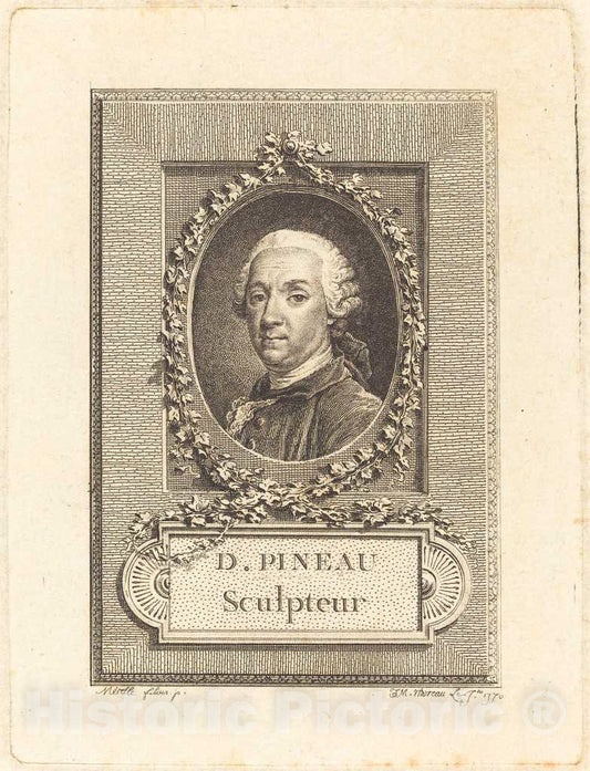 Art Print : Moreau After Merelle, D. Pineau, Sculpteur, 1770 - Vintage Wall Art