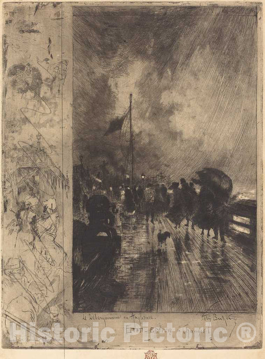 Art Print : FÃ©lix-Hilaire Buhot, Un DÃ©barquement en Angleterre (Landing in England), 1879 - Vintage Wall Art