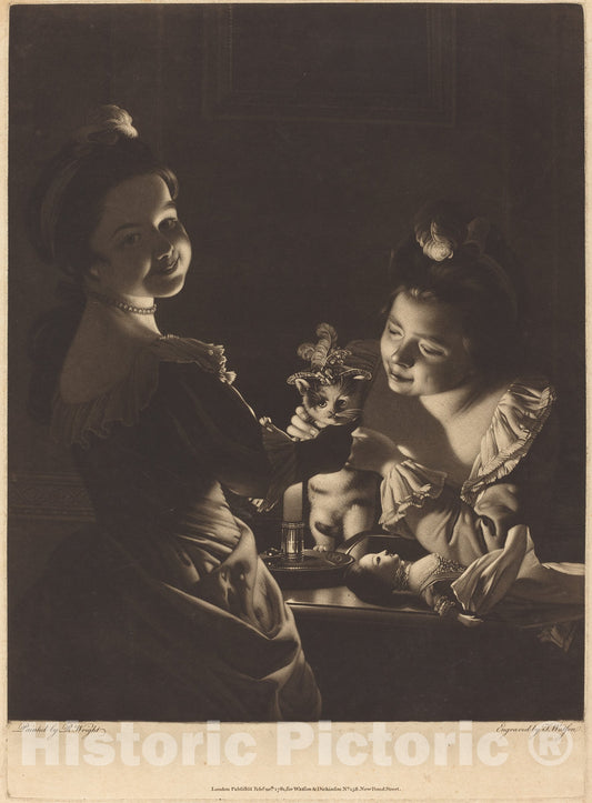 Art Print : Watson After Wright, Miss Kitty Dressing, 1781 - Vintage Wall Art