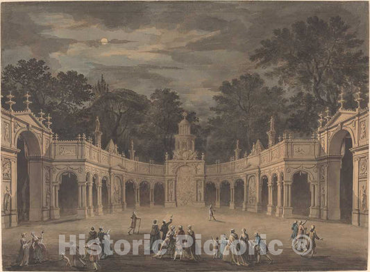 Art Print : Robert Adam, A Design for Illuminations to Celebrate The Birthday of King George III, 1763 - Vintage Wall Art
