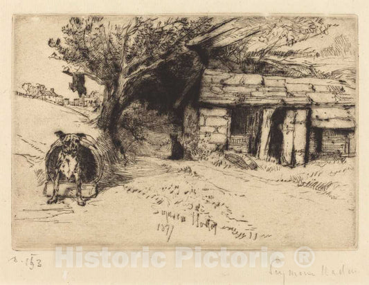 Art Print : Francis Seymour Haden, The Cabin, 1877 - Vintage Wall Art