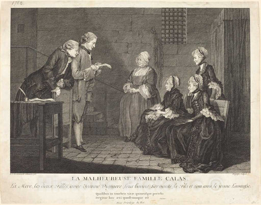 Art Print : Delafosse After Carmontelle, La malheureuse famille Calas (The Unfortunate Calas Family), c. 1765 - Vintage Wall Art