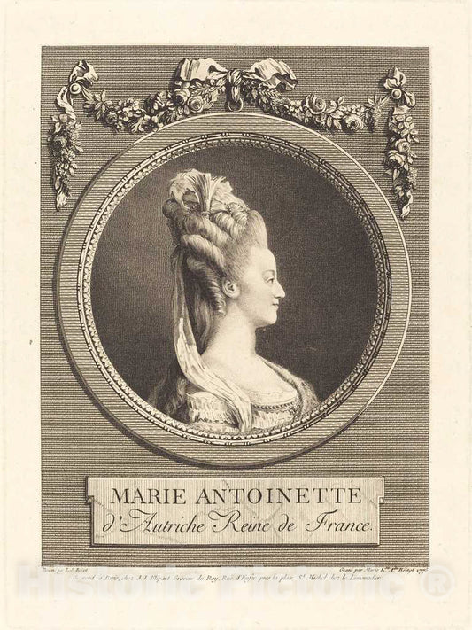 Art Print : Boizot After Louis-Boizot, Marie-Antoinette, 1775 - Vintage Wall Art