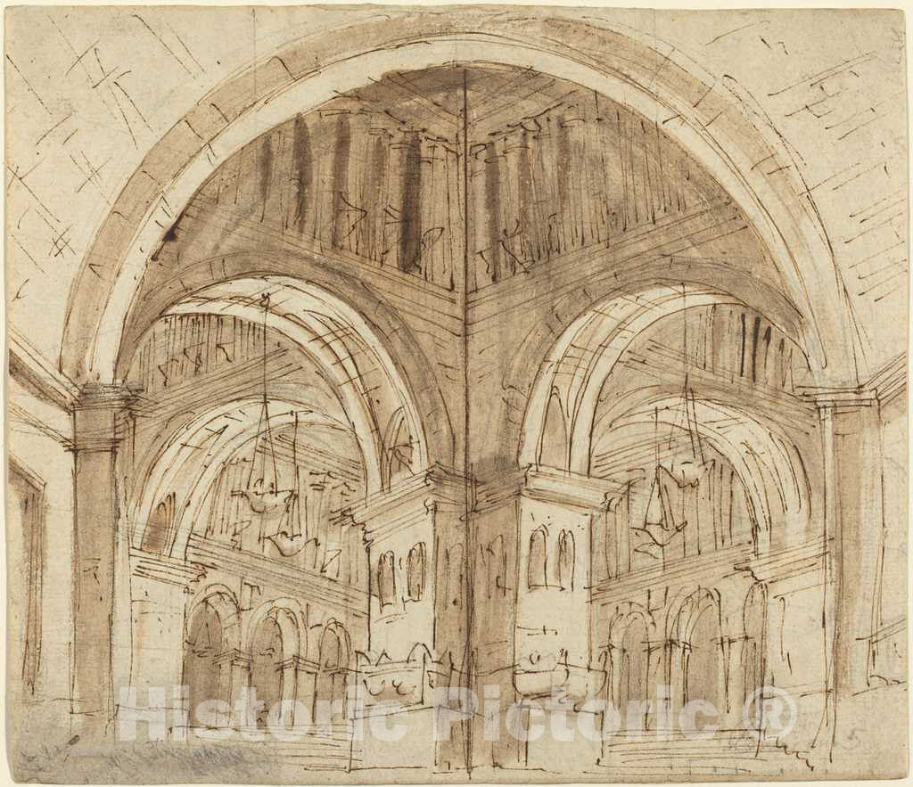 Art Print : Lorenzo Sacchetti, Design for a Vaulted Hall - Vintage Wall Art