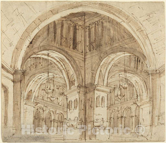 Art Print : Lorenzo Sacchetti, Design for a Vaulted Hall - Vintage Wall Art