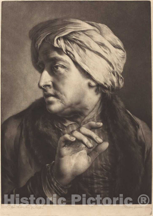 Art Print : Thomas Frye, A Man with a Turban and Striped Shirt, 1760 - Vintage Wall Art