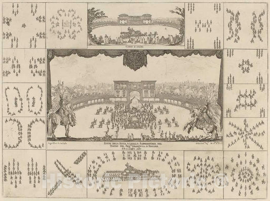 Art Print : Stefano Della Bella, Tournament Executed in Florence for The Marriage of Grand Duke Ferdinand I, 1637 - Vintage Wall Art