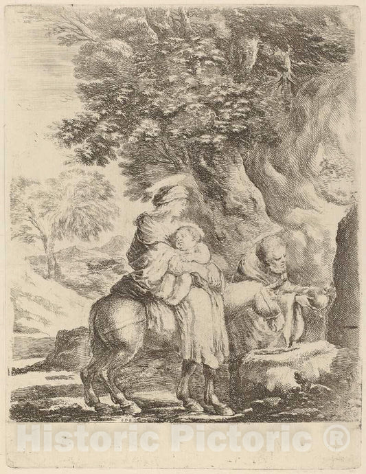 Art Print : Stefano Della Bella, The Flight into Egypt - Vintage Wall Art