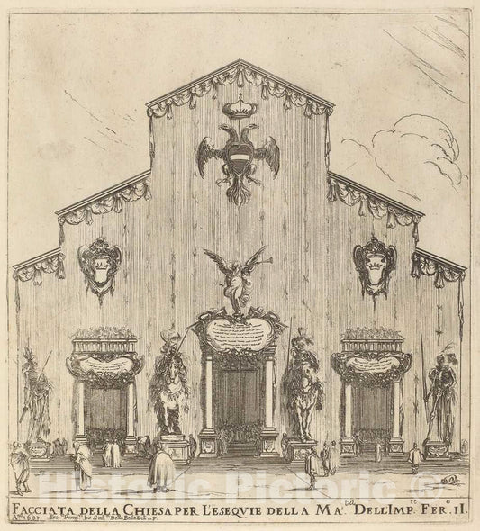 Art Print : Stefano Della Bella, Facade of The Church of San Lorenzo, Florence, 1637 - Vintage Wall Art