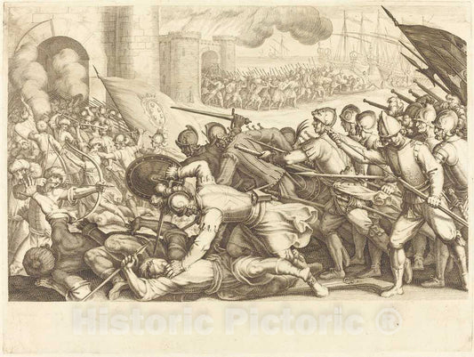 Art Print : Jacques Callot, The Troops Forcing The Gate of a Town, c. 1614 - Vintage Wall Art