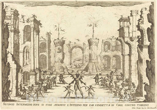 Art Print : Jacques Callot, Second Intermezzo, 1617 - Vintage Wall Art