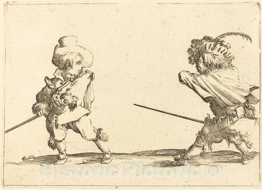 Art Print : Stefano Della Bella, Duel of Two Dwarfs - Vintage Wall Art