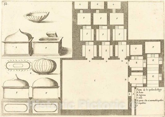 Art Print : Jacques Callot, Plan of The Spelunche Regee, 1619 - Vintage Wall Art