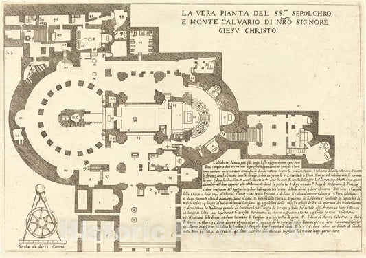 Art Print : Jacques Callot, Plan of The Holy Sepulchre and Mount Calvary, 1619 - Vintage Wall Art