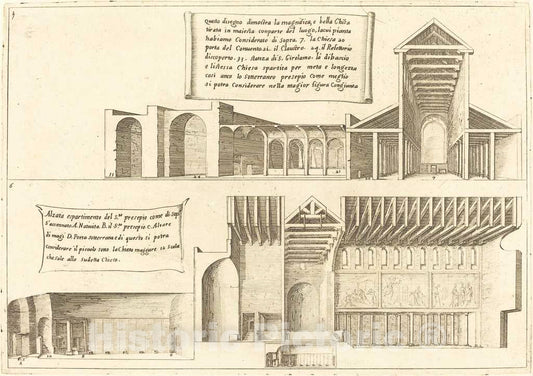 Art Print : Jacques Callot, Elevation of Churches Including The Holy Manger, 1619 - Vintage Wall Art