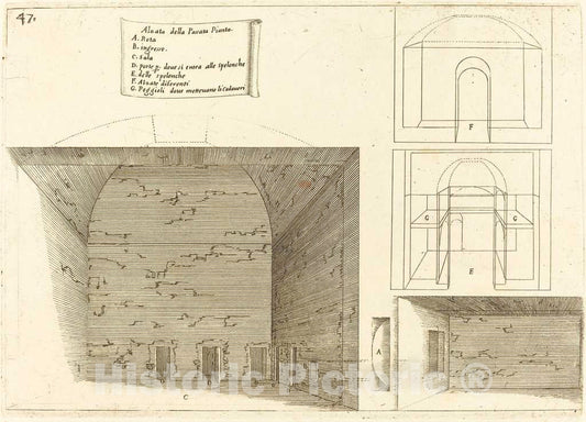 Art Print : Jacques Callot, Elevation of a Passage Plan, 1619 - Vintage Wall Art