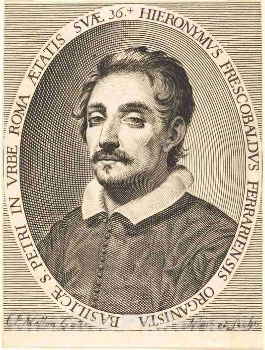 Art Print : Claude Mellan, Girolamo Frescobaldi, 1619 - Vintage Wall Art