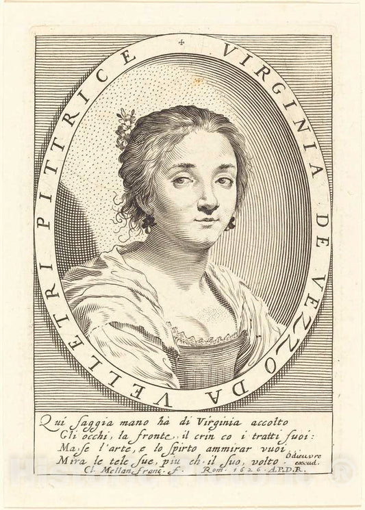 Art Print : Claude Mellan, Virginia da Vezzo, 1626 - Vintage Wall Art
